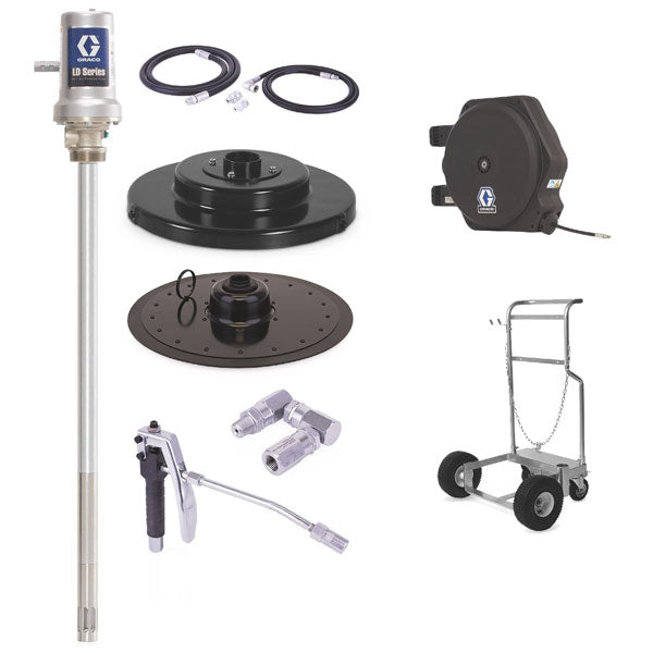 Graco 24J060 | LD Series 50:1 - 120 Lb Grease Package (LD Hose Reel and Mobile Cart)