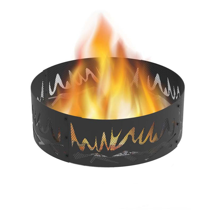 Blue Sky Outdoor Living FR36FR01 | Heavy Gauge 36" Round x 12" High Abstract Fire Decorative Steel Fire Ring