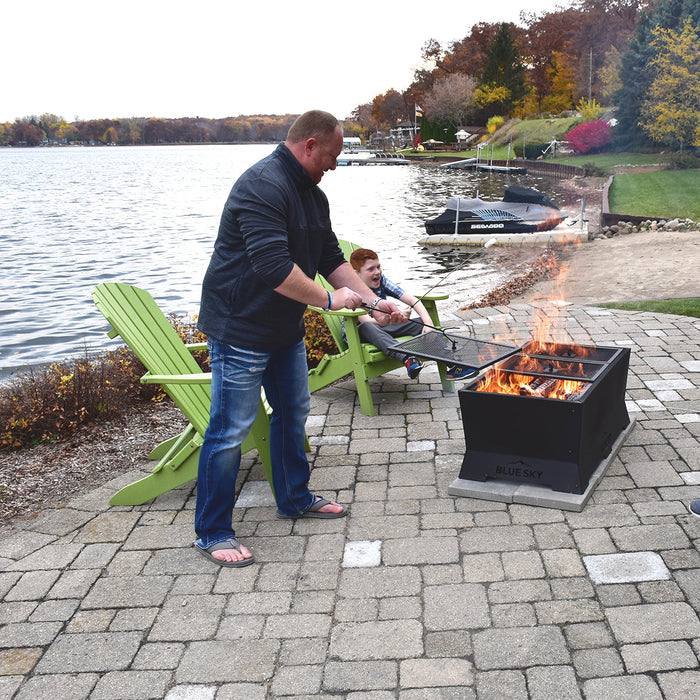 Blue Sky Outdoor Living SP382216R | Spark Screen and Lift | Rectangle Flat | Rectangle Peak Smokeless Patio Fire Pit