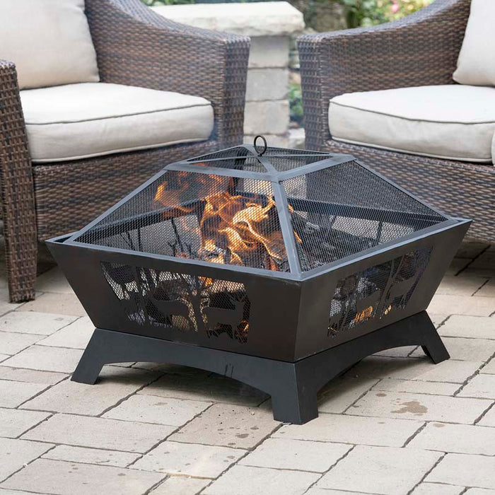 Blue Sky Outdoor Living WBFP28SQ-OD | 28" Square Fire Pit with Decorative Steel Base