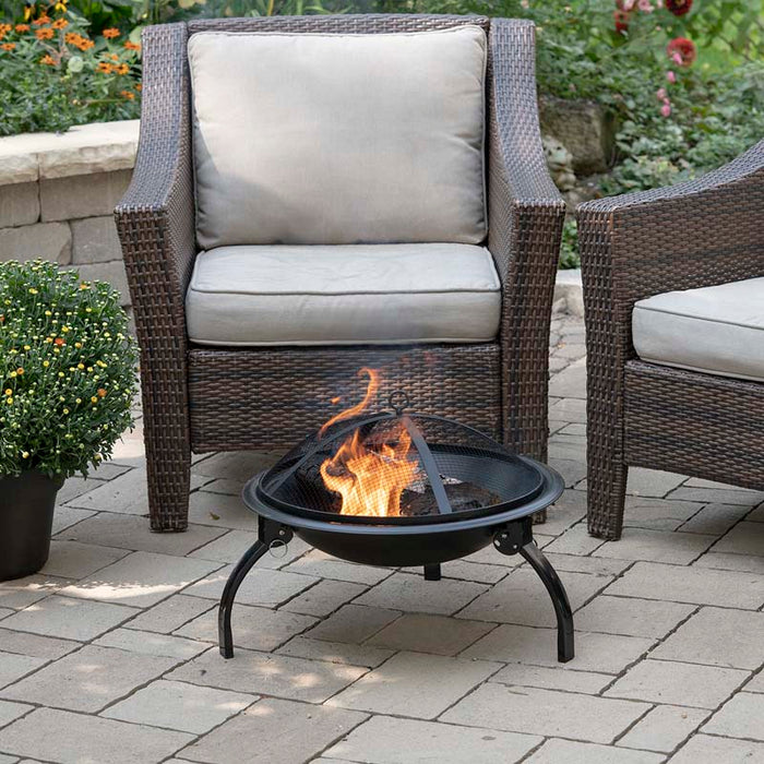 Blue Sky Outdoor Living WBPFP22 | Portable 21" Round Fire Pit with Folding Legs
