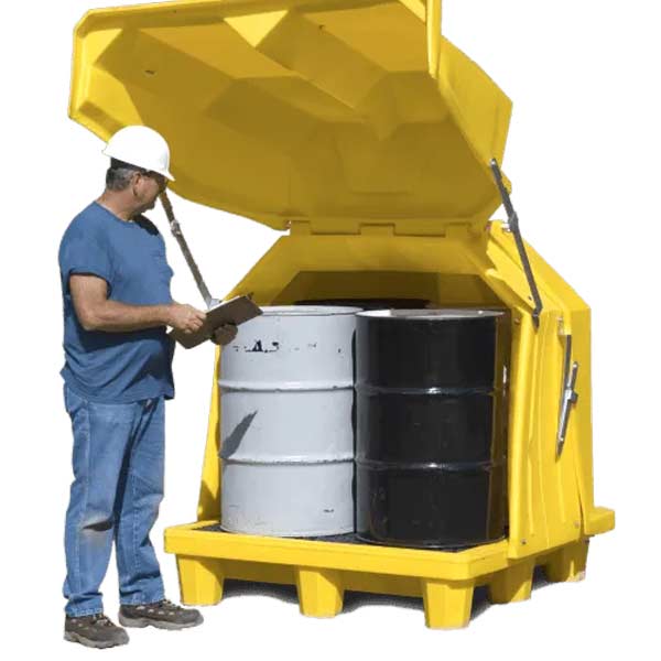 Ultra-Hard Top Spill Pallet with Drain | P4 - 4 Drum | UltraTech 1081