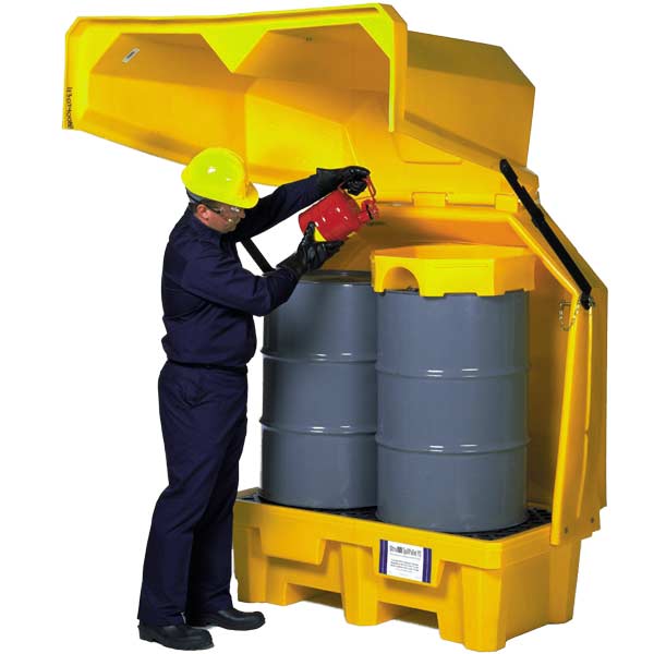 Ultra-Hard Top Spill Pallet with Drain | P4 - 4 Drum | UltraTech 1081