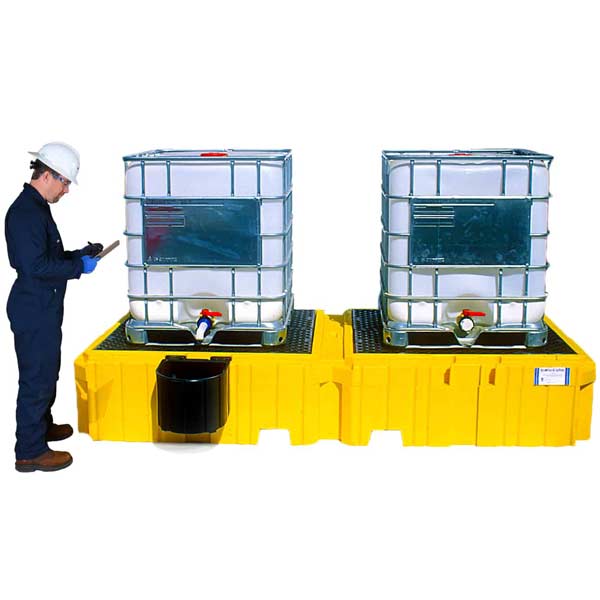 Ultra-Twin IBC Spill Pallet without Drain | No Bucket Shelf | UltraTech 1140