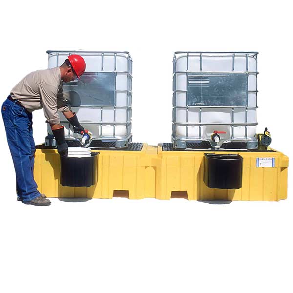 Ultra-Twin IBC Spill Pallet without Drain | No Bucket Shelf | UltraTech 1140