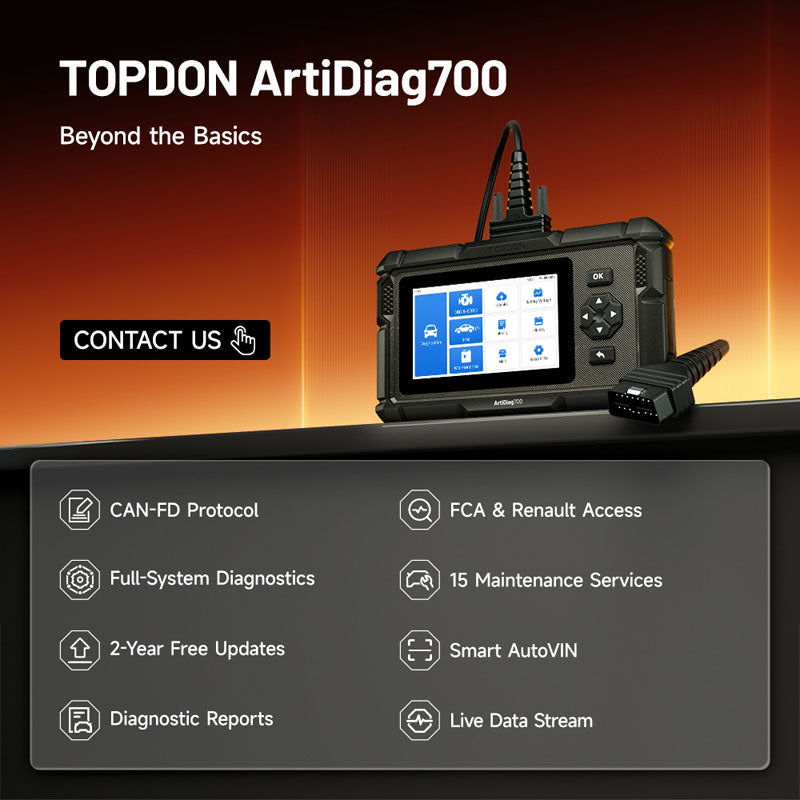 AD700 | ArtiDiag700 5" Scan Tool - All Systems Scan, 15 Service Functions | TOPDON