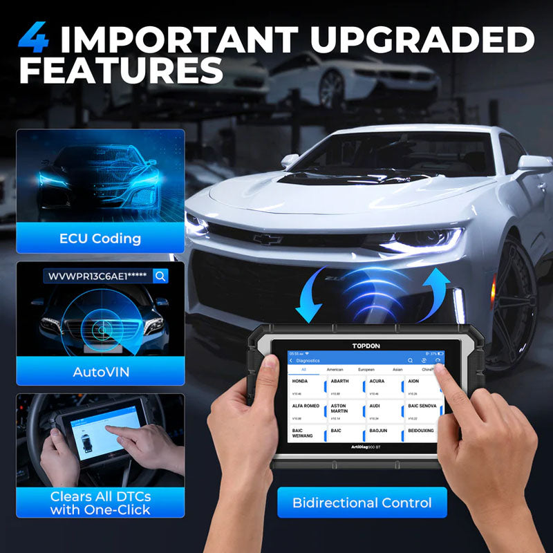 AD900BT | ArtiDiag900 BT 7" Bluetooth Scan Tool w/Serv Functions & Bi-Directional | TOPDON