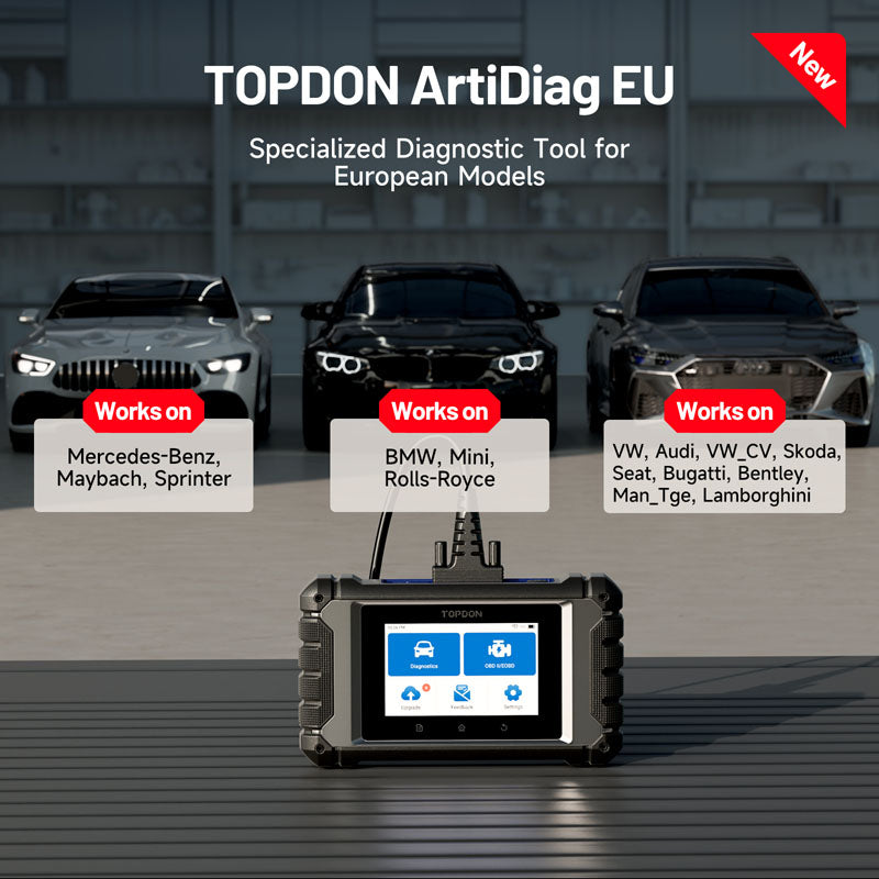 ADEU | ArtiDiag EU 4" Scan Tool for Euro Vehicles, ECU Coding | TOPDON