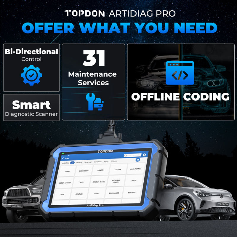 ADPRO | ArtiDiag Pro 7" Scan Tool w/Service Functions & Bi-Directional Controls | TOPDON