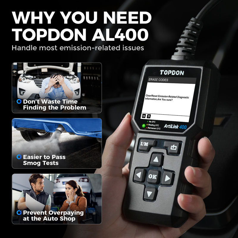 AL400 | ArtiLink400 Code Reader - 2.4" Screen & Data Graphing | TOPDON