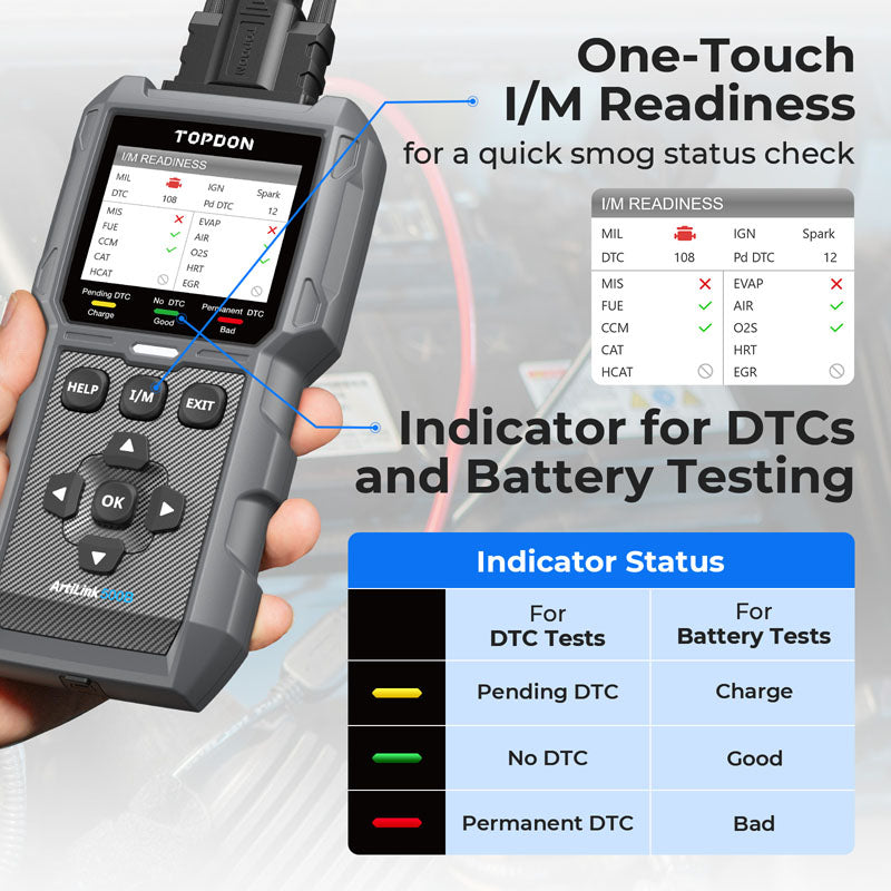 AL500B | ArtiLink500B 2-in-1 Code Reader & Battery Tester w/Data Graphing | TOPDON