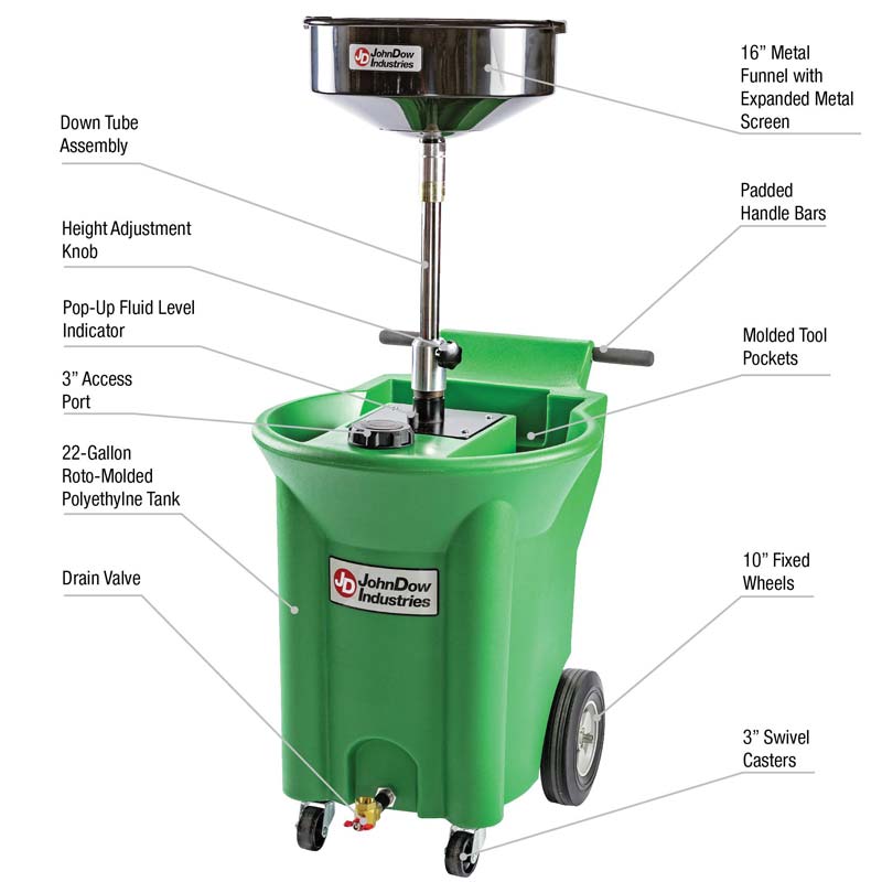 22 Gallon Portable Antifreeze Drain | John Dow Industries | JDI-22DCAF