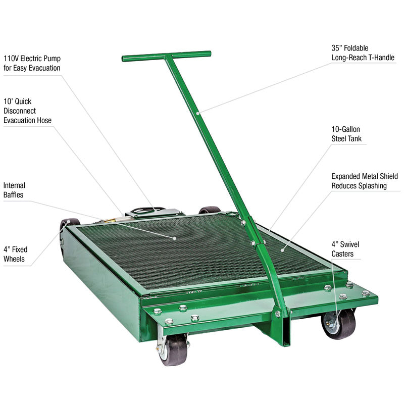 10 Gallon Low Profile Antifreeze Drain w/ Electric Evacuation Pump | John Dow Industries | JDI-AF10E