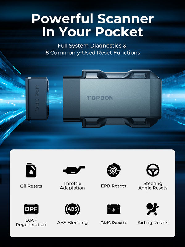 TOPSCANLITE | TopScan Lite Pocket-Size Bluetooth Scan Tool w/Bi-Directional Controls | TOPDON