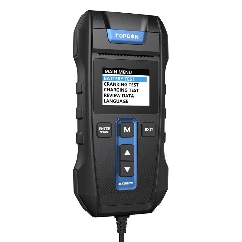 BT300P | Battery, Charging & Cranking System Tester w/Printer | TOPDON