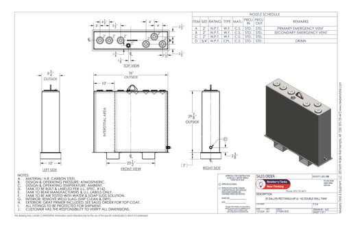 25 Gallon Steel Double Wall Tank Drawing