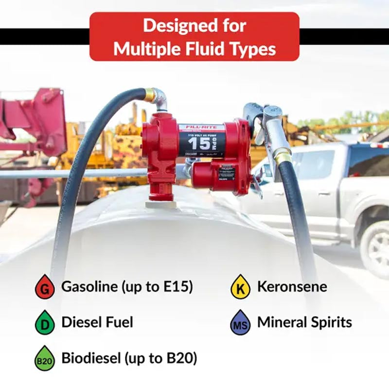 Fill-Rite 115V AC 15 GPM Fuel Transfer Pump with Nozzle - FR610H