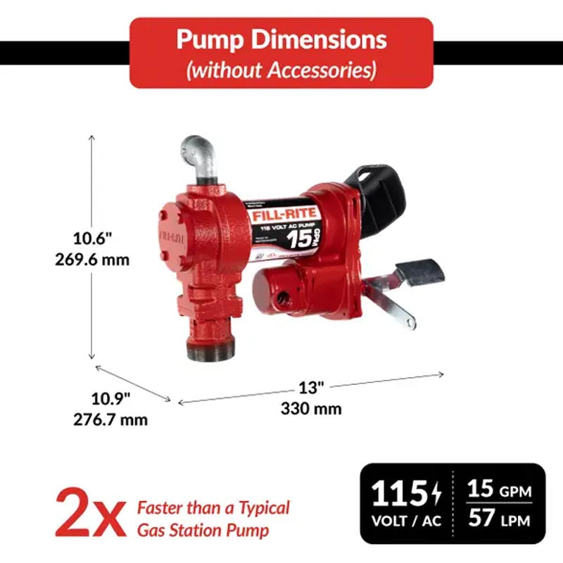 Fill-Rite 115V AC 15 GPM Fuel Transfer Pump with Nozzle - FR610H