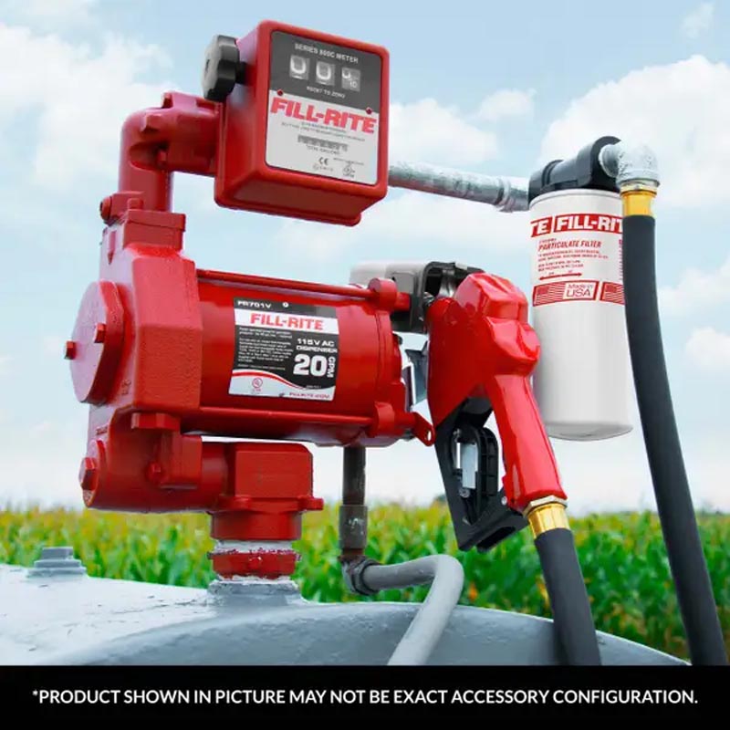 Fill-Rite 115V AC High Flow Pump, 1 in. Ultra High Flow Automatic Nozzle, 901 Gallon Meter - FR711VA