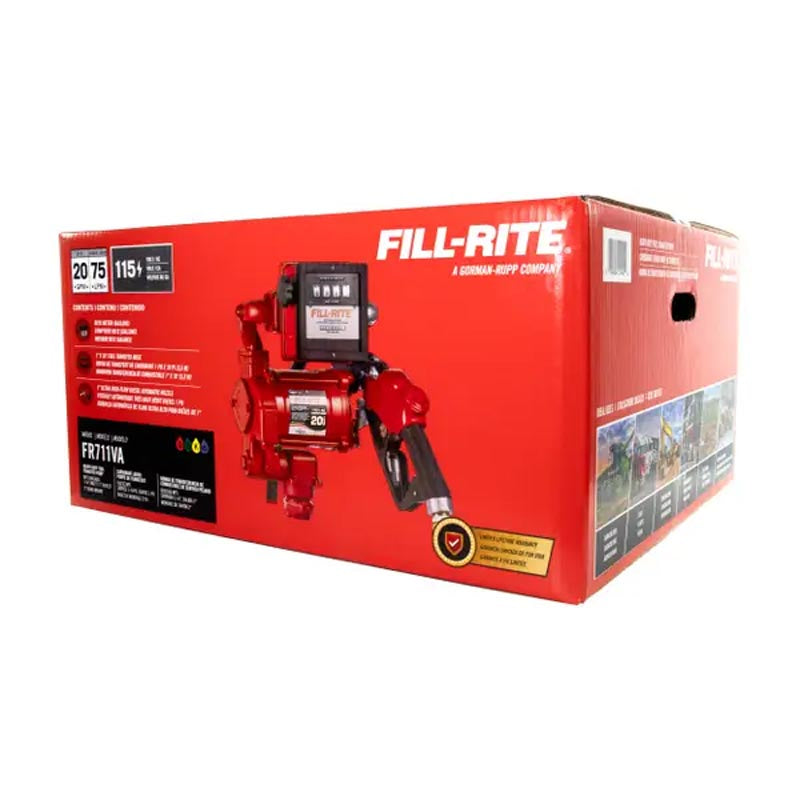 Fill-Rite 115V AC High Flow Pump, 1 in. Ultra High Flow Automatic Nozzle, 901 Gallon Meter - FR711VA