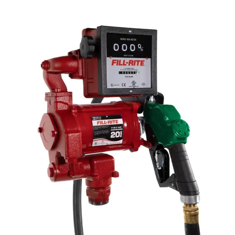 Fill-Rite 115V AC High Flow Pump, 1 in. Ultra High Flow Automatic Nozzle, 901 Gallon Meter - FR711VA