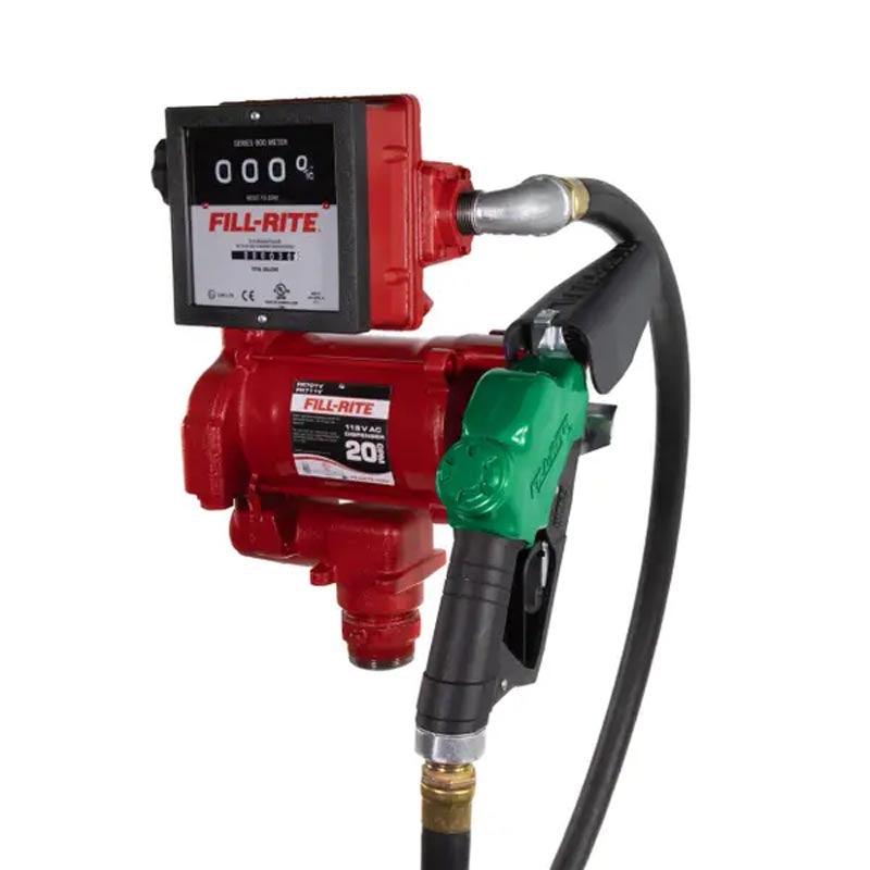 Fill-Rite 115V AC High Flow Pump, 1 in. Ultra High Flow Automatic Nozzle, 901 Gallon Meter - FR711VA