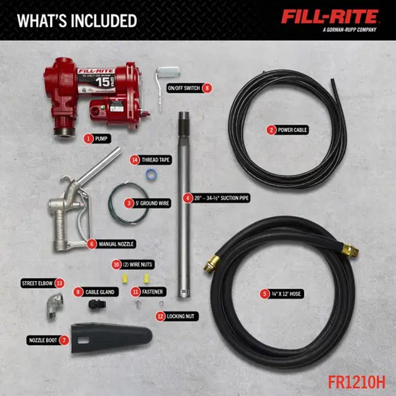 Fill-Rite 12 Volt DC Pump with Hose and Manual Nozzle - FR1210H
