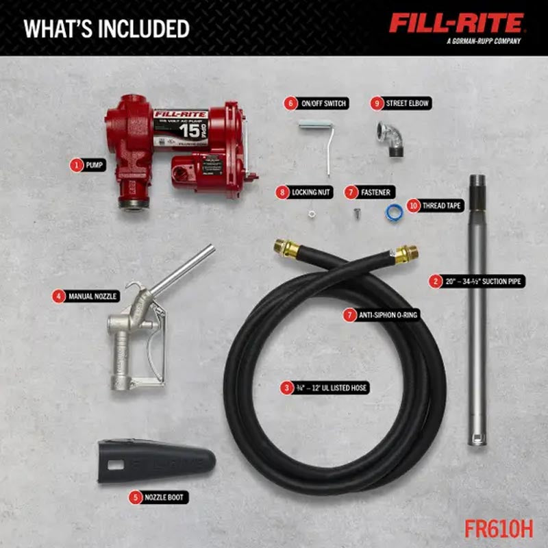 Fill-Rite 115V AC 15 GPM Fuel Transfer Pump with Nozzle - FR610H