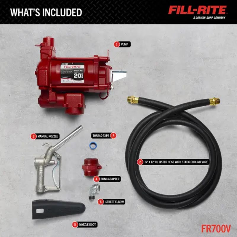 Fill-Rite 115 Volt AC Pump with Manual Nozzle - FR700V