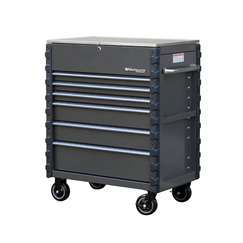 Montezuma MPMC36MGT6 |   Pro Series 36" Mechanics Cart in Metallic Gray, Blue Trim