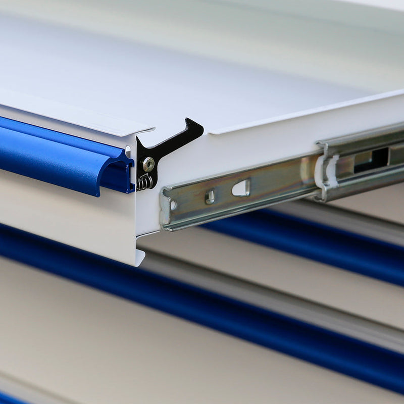 Montezuma MPMC36WBL6 |  Pro Series 36" Mechanics Cart in Gloss White, Blue Trim