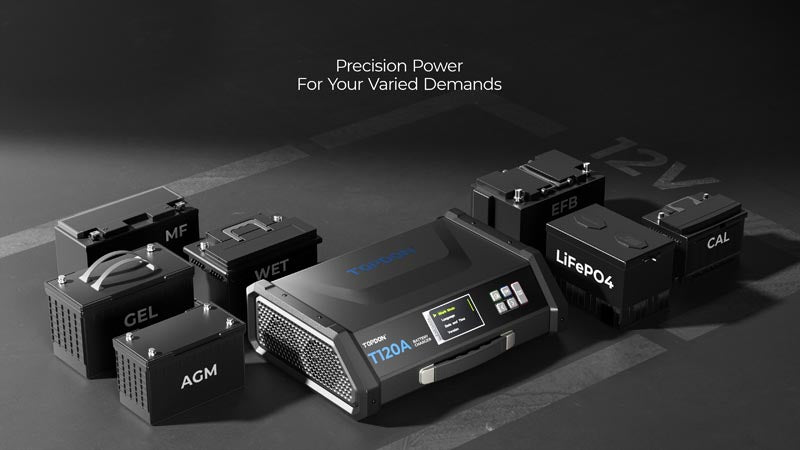 Tornado120000 | 120A Stable Power Supply & 12V Battery Charger with 16 Ft. Cables | TOPDON