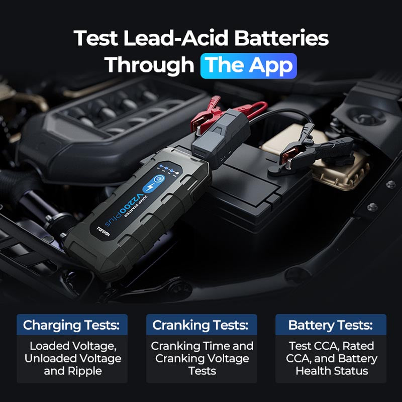 V2200 Plus | 2-in-1 2200 Peak Amp Jump Starter & Battery/System Tester | TOPDON