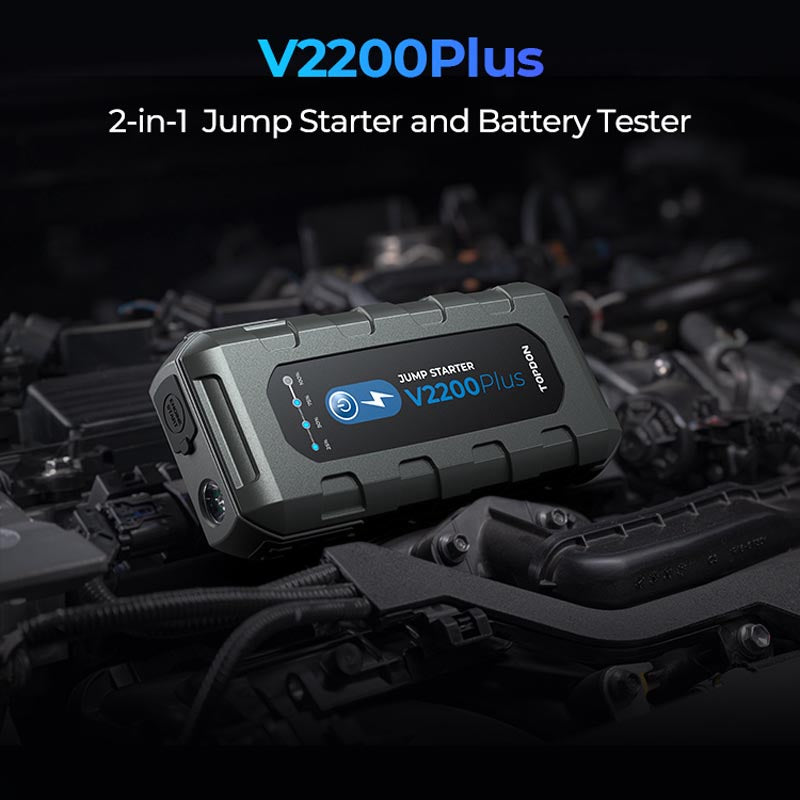V2200 Plus | 2-in-1 2200 Peak Amp Jump Starter & Battery/System Tester | TOPDON