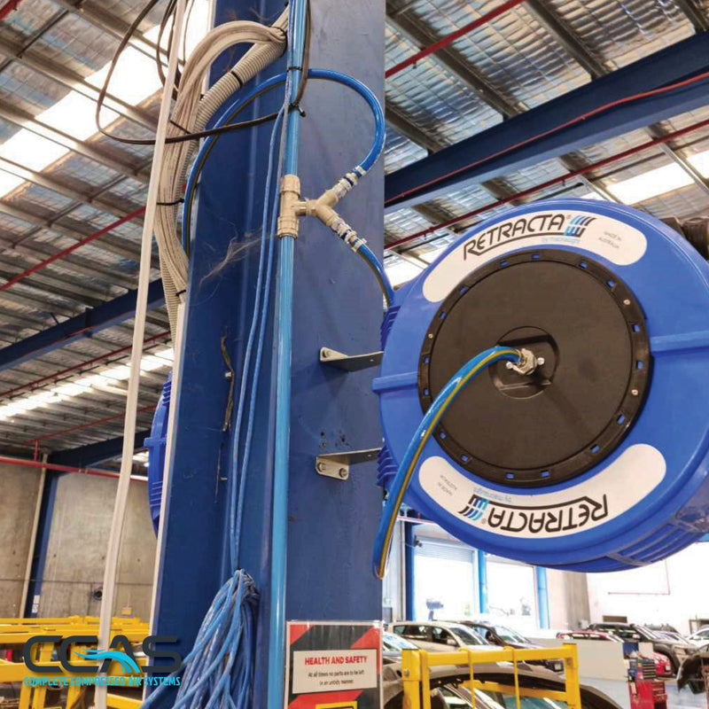 Retractable Hose Reel for Air or Water with 3/8” x 65 ft Hose - Macnaught 