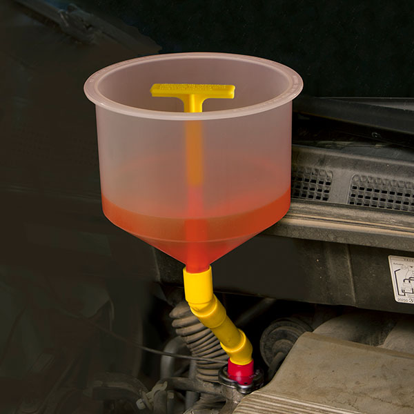spill-free funnel coolant system automotive