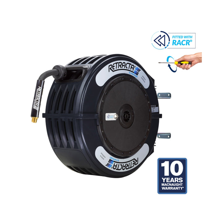 Macnaught Retractable Hose Reel For Oil with 1/2” x 50 ft Hose & Adjustable Speed Return - 10 Years Warranty