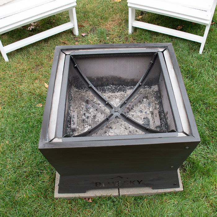 Domed Spark Screen and Lift | Square Peak Smokeless Patio Fire Pit