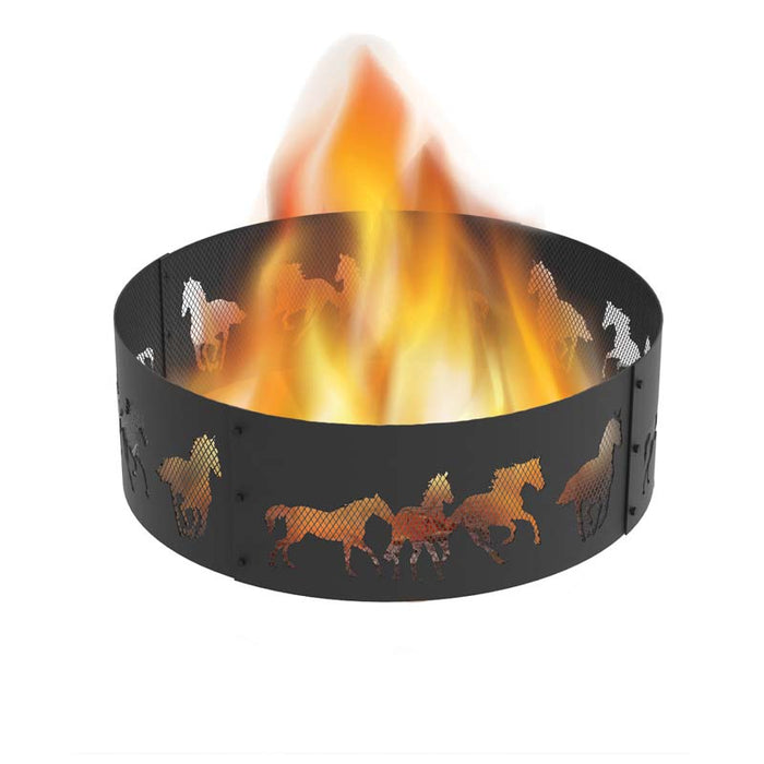 36 in. Round x 12 in. High Horse Decorative Steel Fire Ring