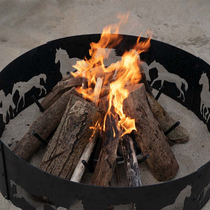 36 in. Round x 12 in. High Horse Decorative Steel Fire Ring