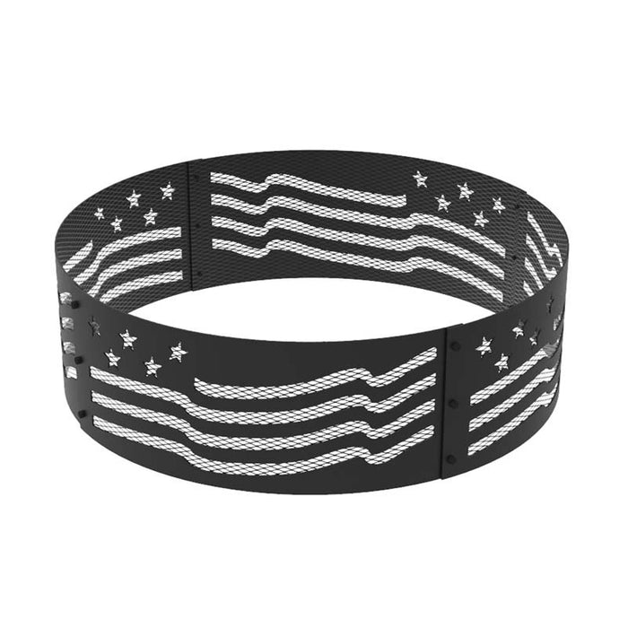 36 in. Round x 12 in. High Stars and Stripes Decorative Steel Fire Ring