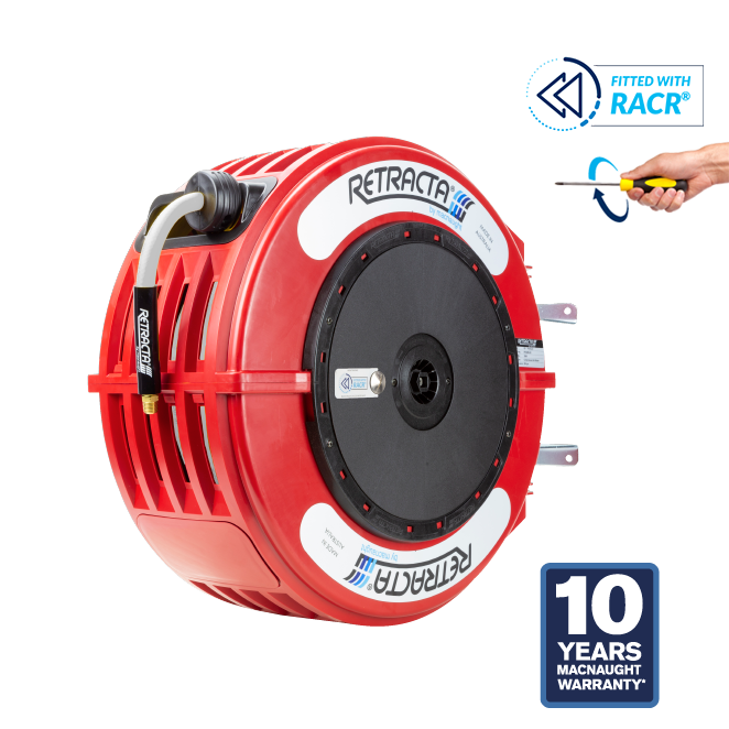 Macnaught Retractable Hose Reel for Hot Water with 1/2” x 65 ft Hose & Adjustable Speed Return - 10 Years Warranty