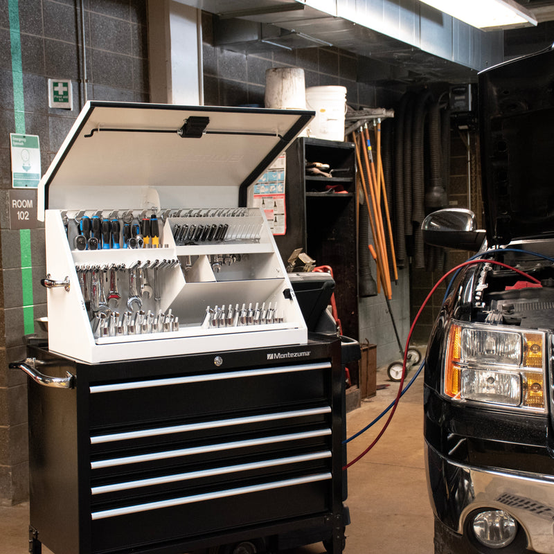 Montezuma ME300-W23 | 30 x 15 in. Steel Triangle Toolbox in White