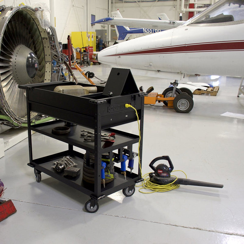 Montezuma MUC4039B | 40 in. Mobile Work Cart with Power Tool Holder