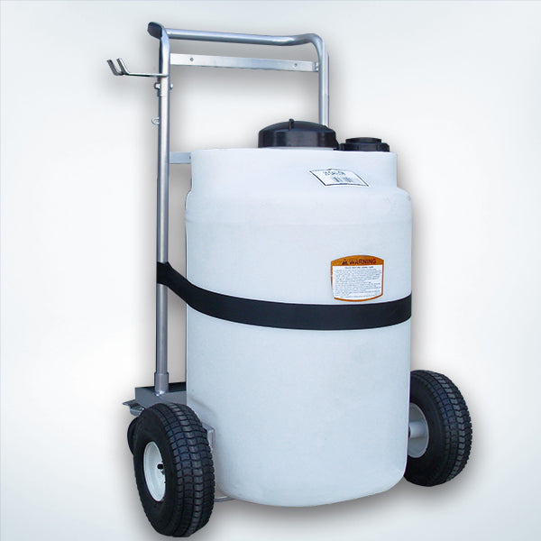 25 Gallon Cylindrical Tank on Steel Cart with Casters25 Gallon Cylindrical Tank on Steel Cart with Casters