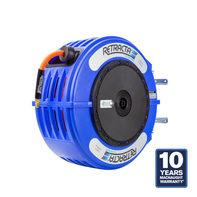 Macnaught Retractable Hose Reel for Air or Water with 1/2” x 65 ft Hose - 10 Years Warranty