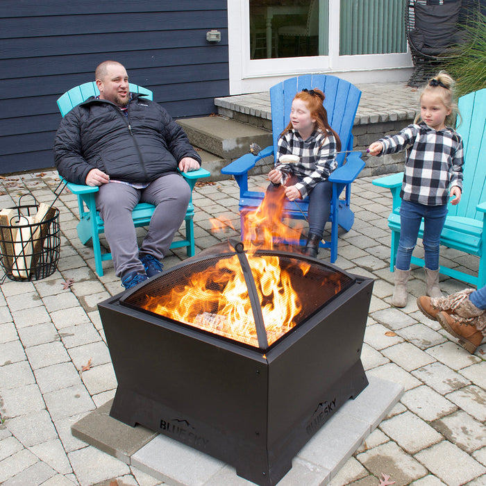 Domed Spark Screen and Lift | Square Mammoth Smokeless Patio Fire Pit