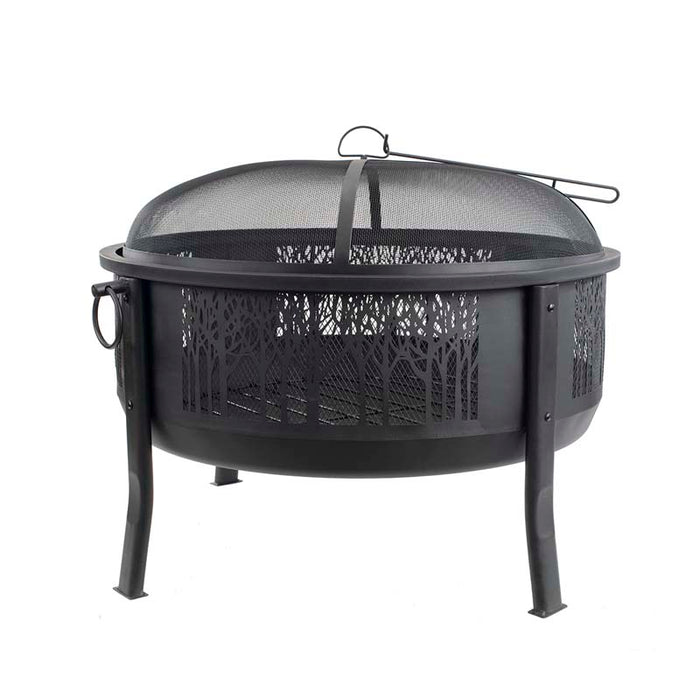33" Round Barrel Fire Pit with Decorative Mesh Center