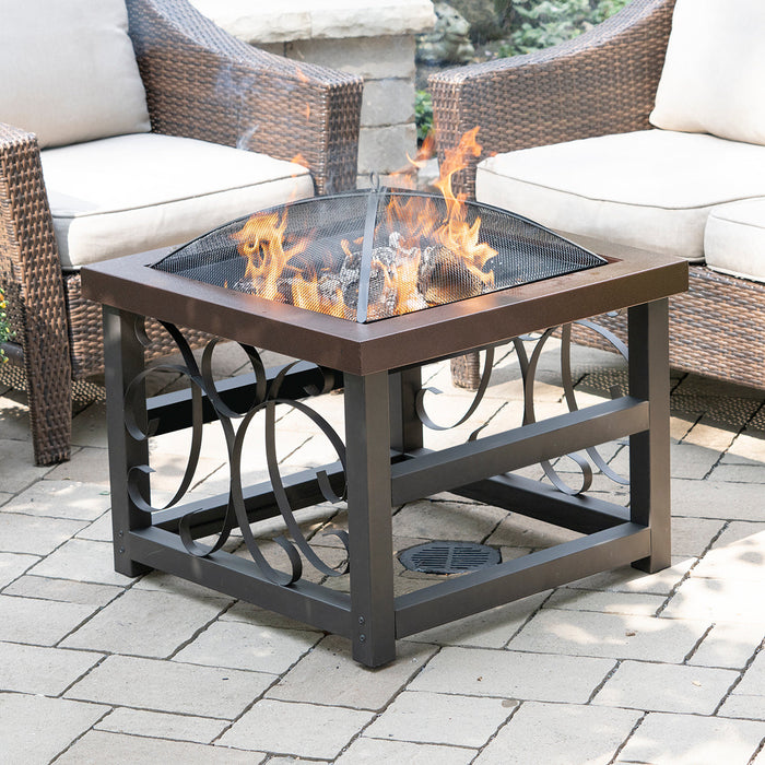 28" Square Raised Scroll Fire Pit