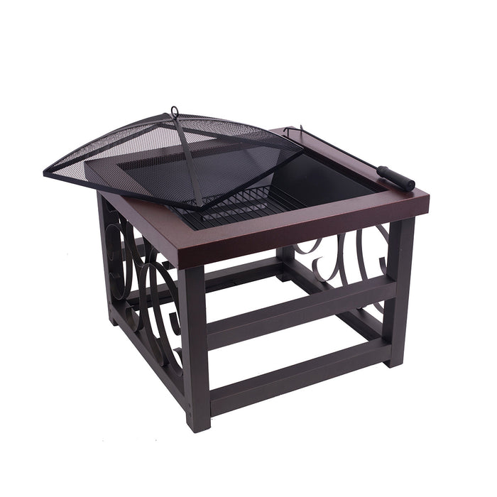 28" Square Raised Scroll Fire Pit